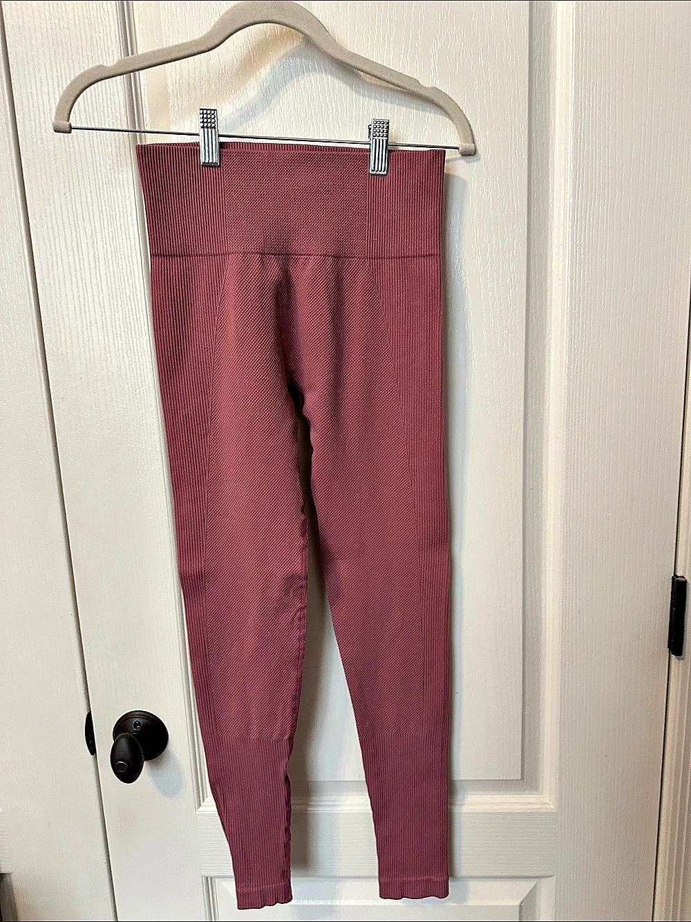 Savvi Women's Ribbed Leggings Dusty Rose Size Medium